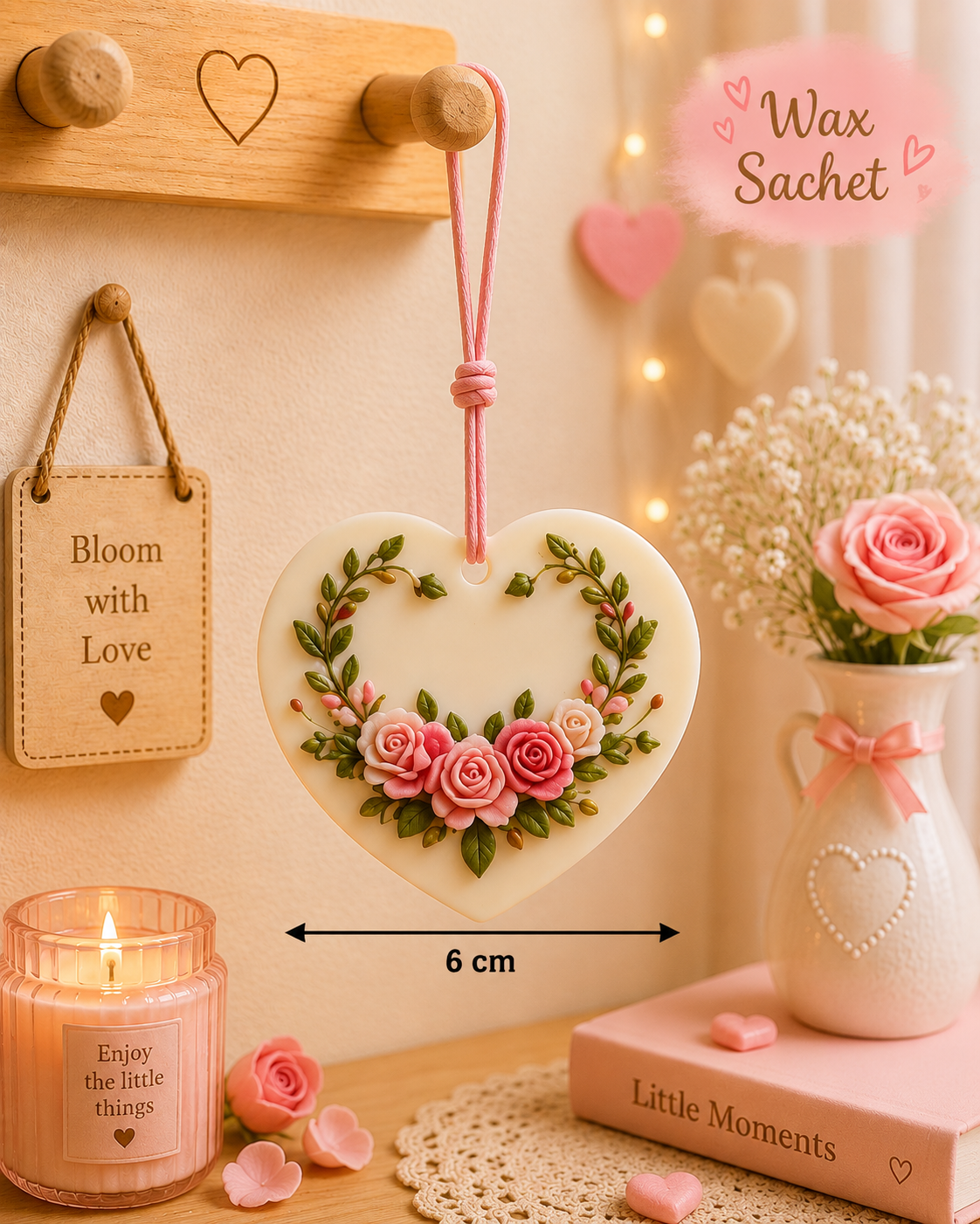 Rose Garden Heart Wax Sachet Mold WM052