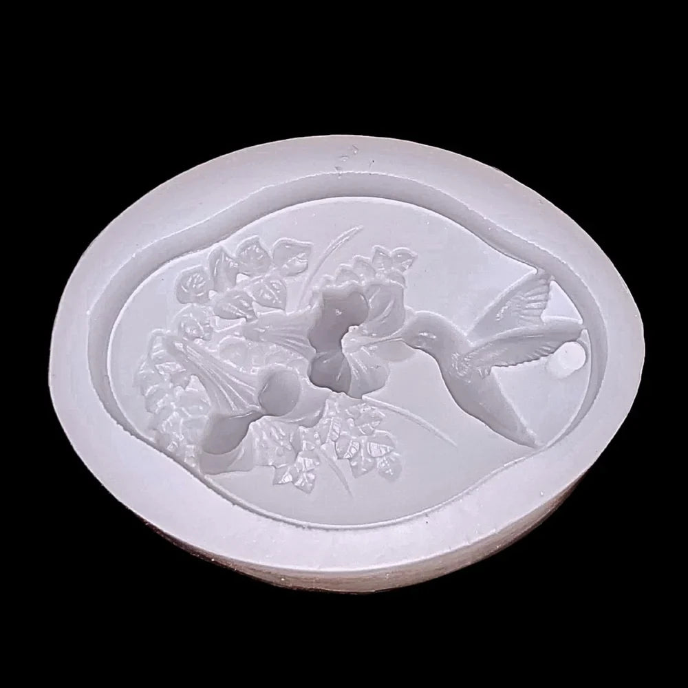 Hummingbird Flower Silicone Mold Wax Sachet WM001