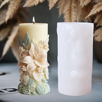 Floral Pillar Candle Mold MB149