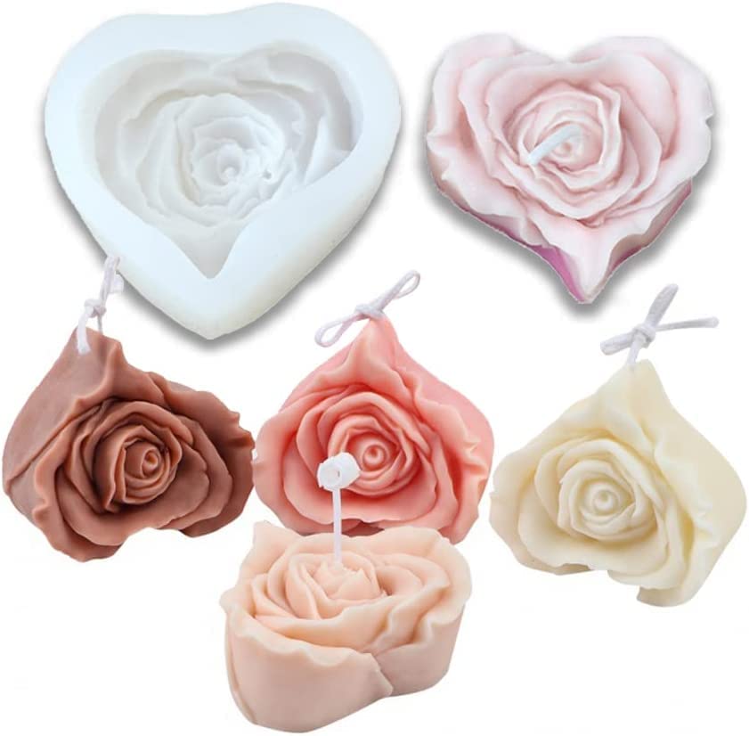 3D Heart Rose Mould MB052