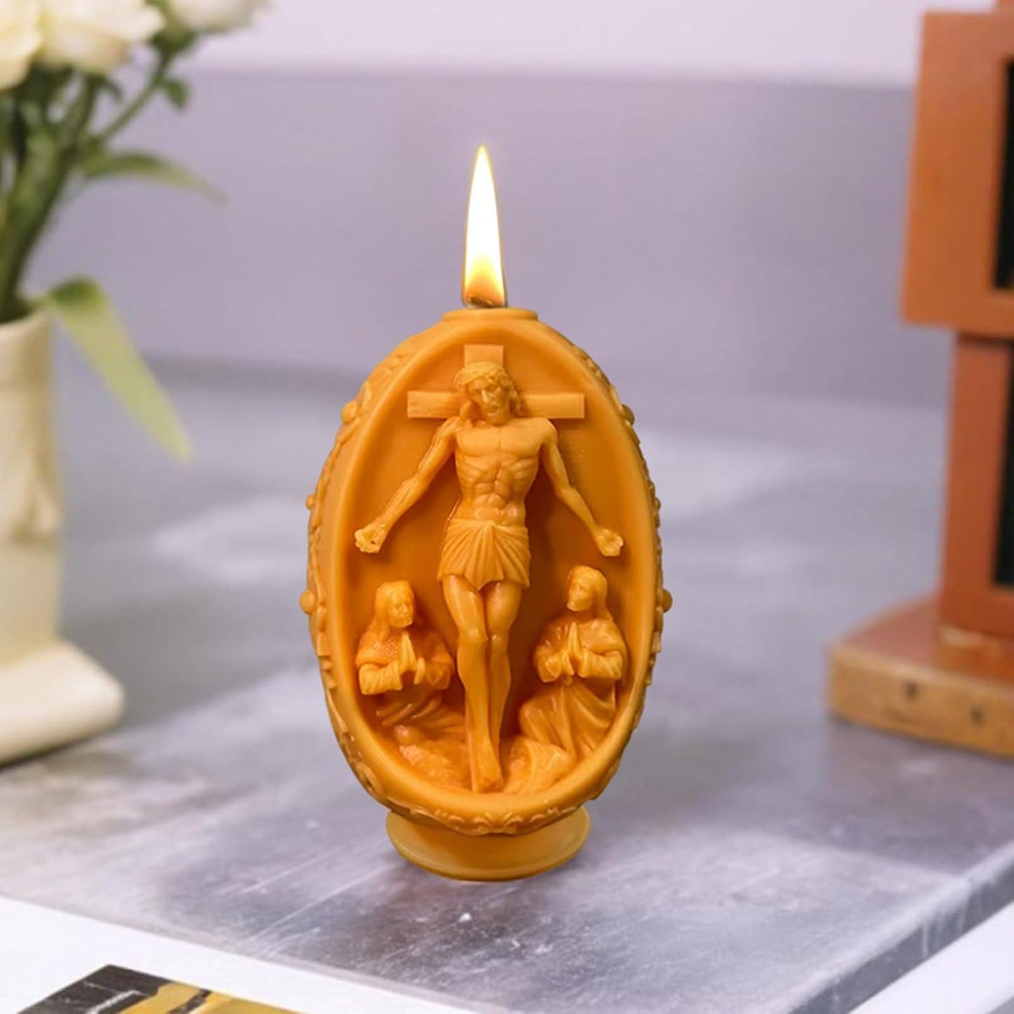Jesus & Easter Egg Sculpture Candle Mold MB168