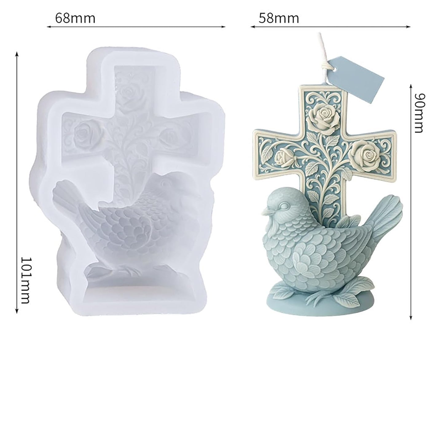 Cross Bird Flower Mold MB108