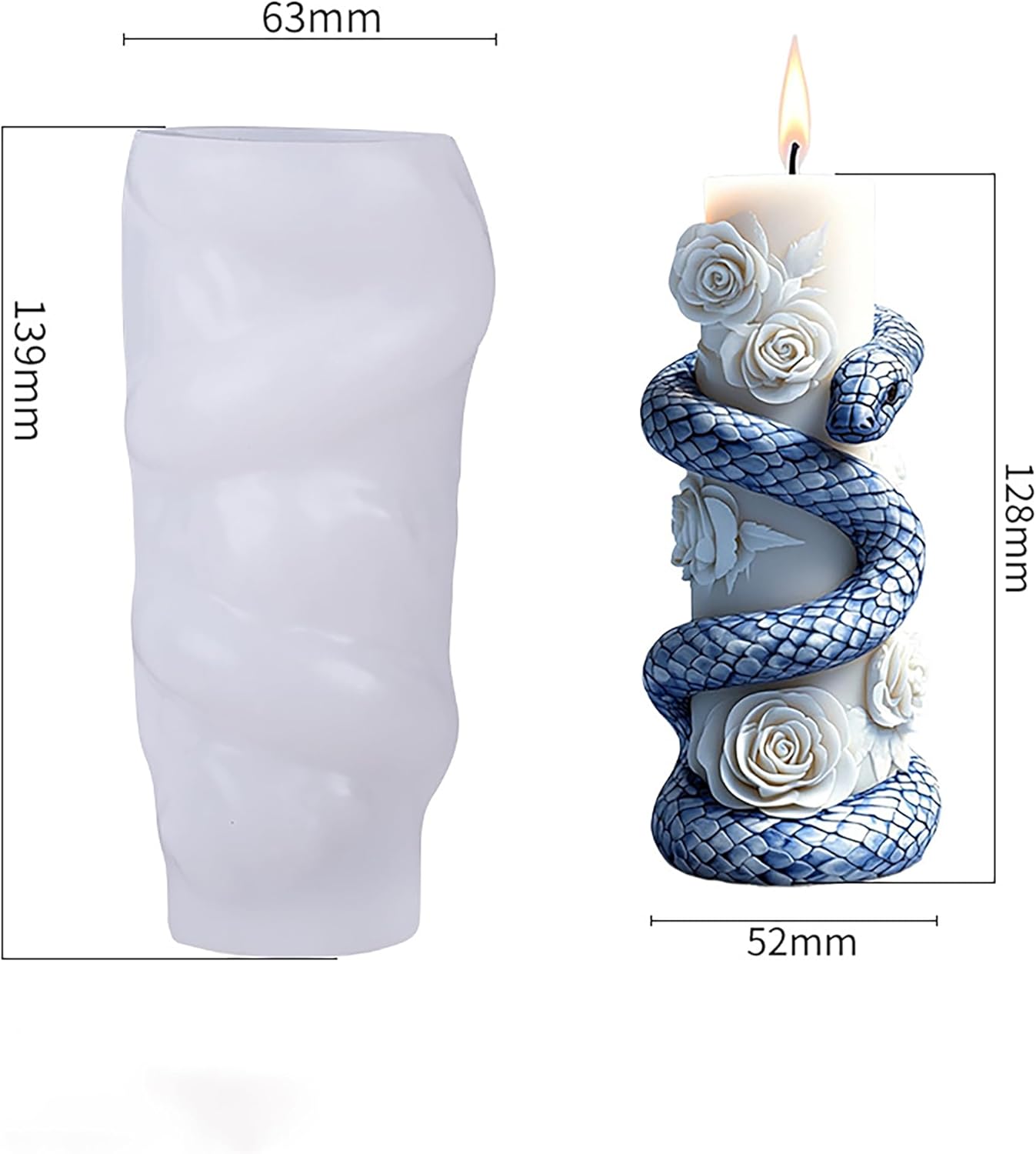 Snake Rose Pilar Candle Mold MB130