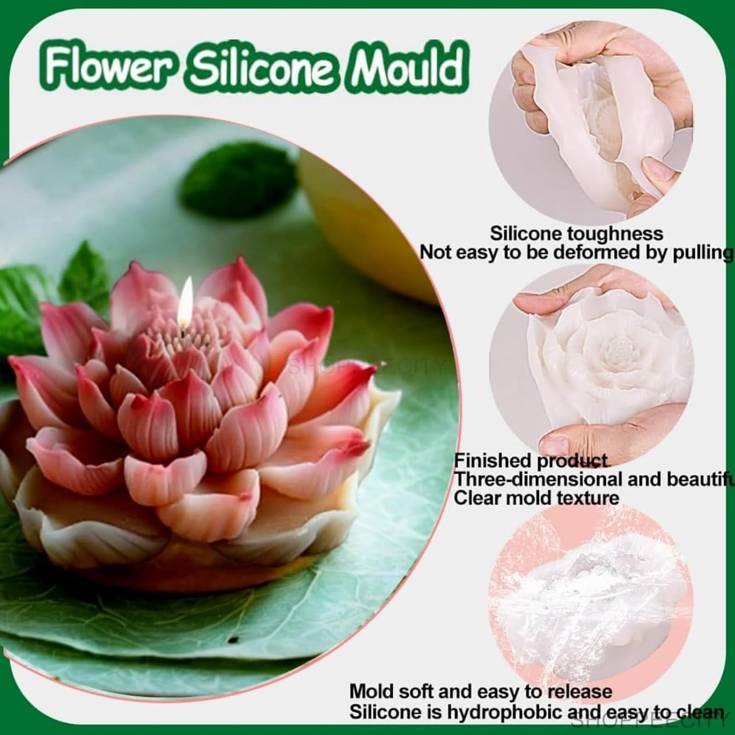 3D Lotus Candle Mold II MB146