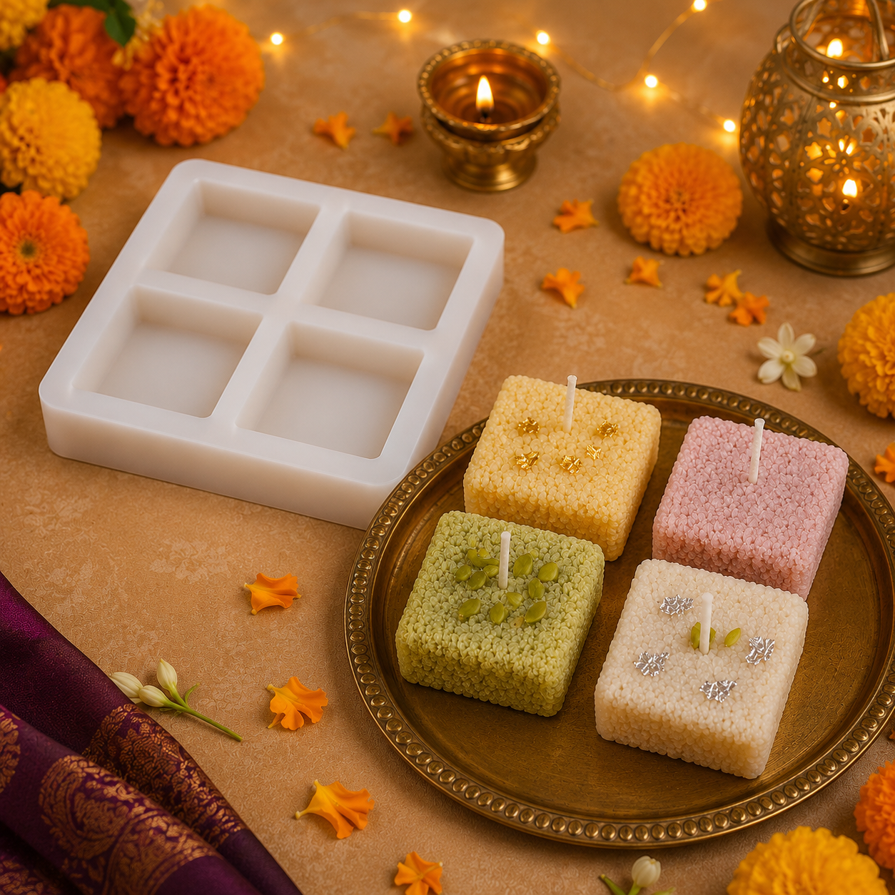 4 Cavity Barfi Silicone Mold MB229