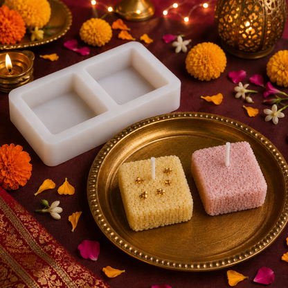 2 Cavity Barfi Silicone Candle Mold MB230