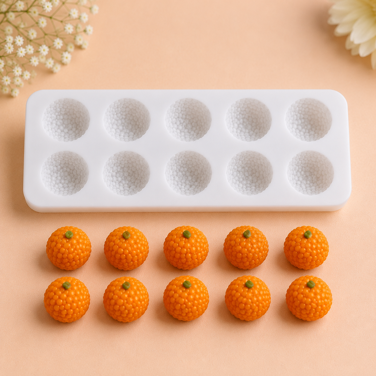 10  Cavity Motichur Laddu Miniature Mold CD017