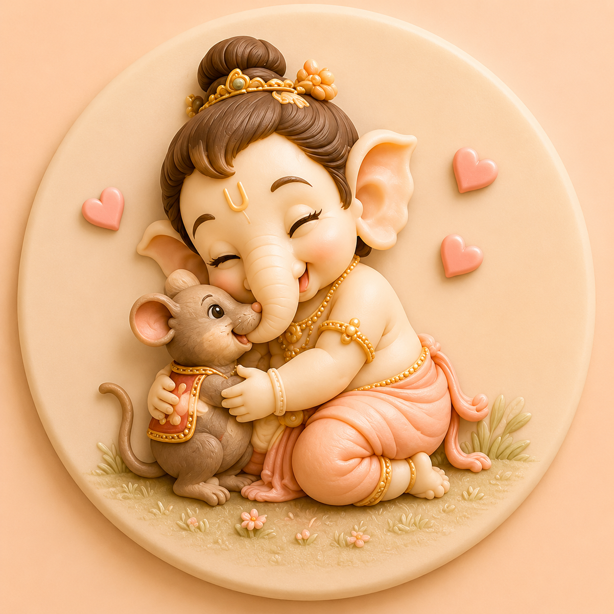 Baby Ganesha Hugging Mushak Mold ADM032