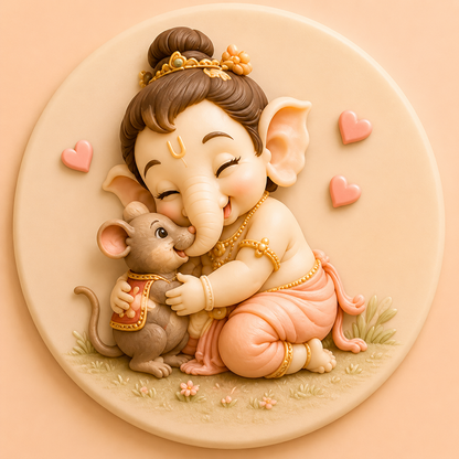Baby Ganesha Hugging Mushak Mold ADM032