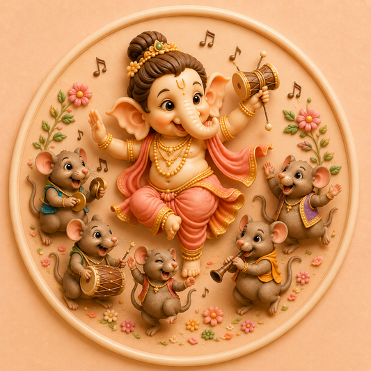 Dancing Ganesha with Mushak Friends Mold ADM040
