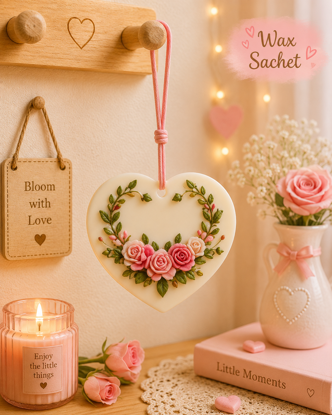 Rose Garden Heart Wax Sachet Mold  WM052