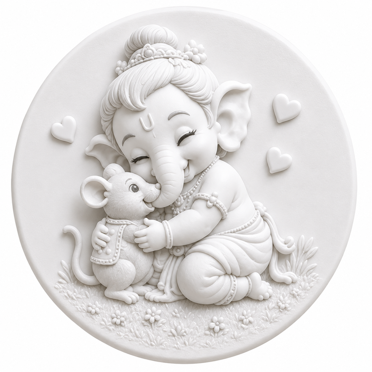 Baby Ganesha Hugging Mushak Mold ADM032
