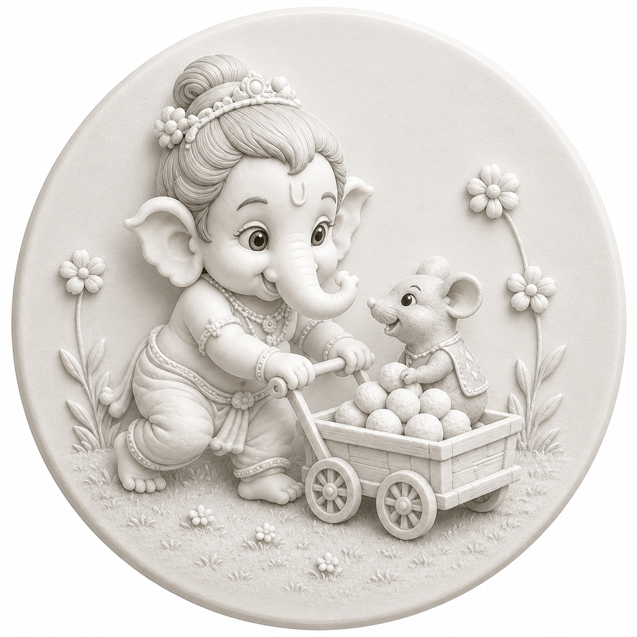 Joyful Ganesha Cart Mold ADM035