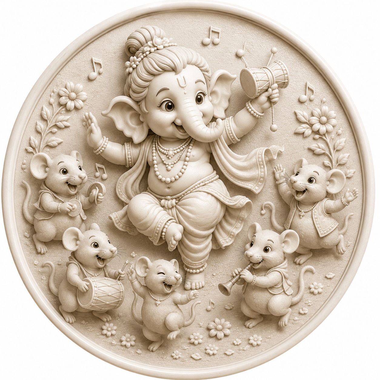 Dancing Ganesha with Mushak Friends Mold ADM040