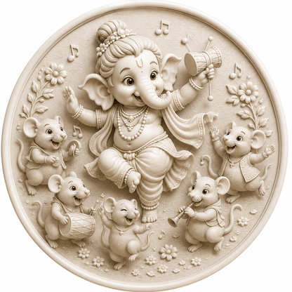 Dancing Ganesha with Mushak Friends Mold ADM040