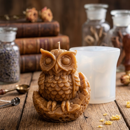 Owl With Moon Candle Silicon Mould MB088