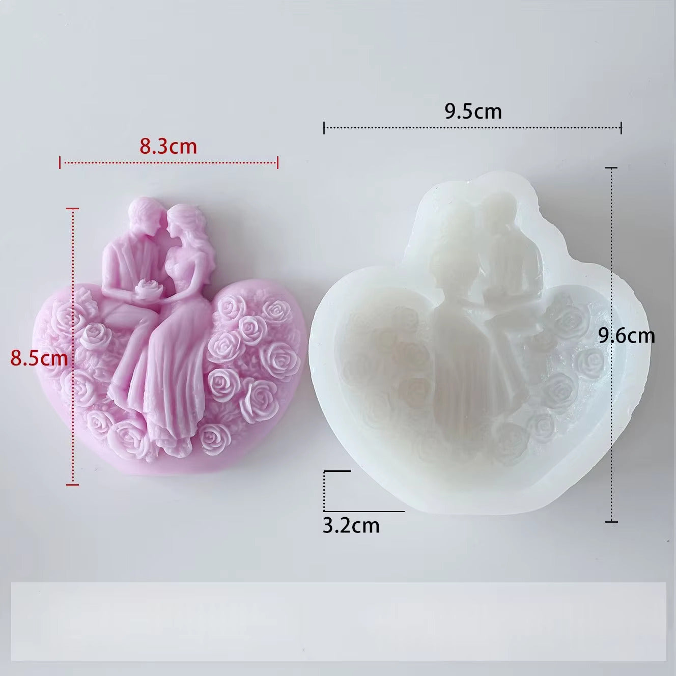 Heart Rose Romantic  Couple Mould MB083