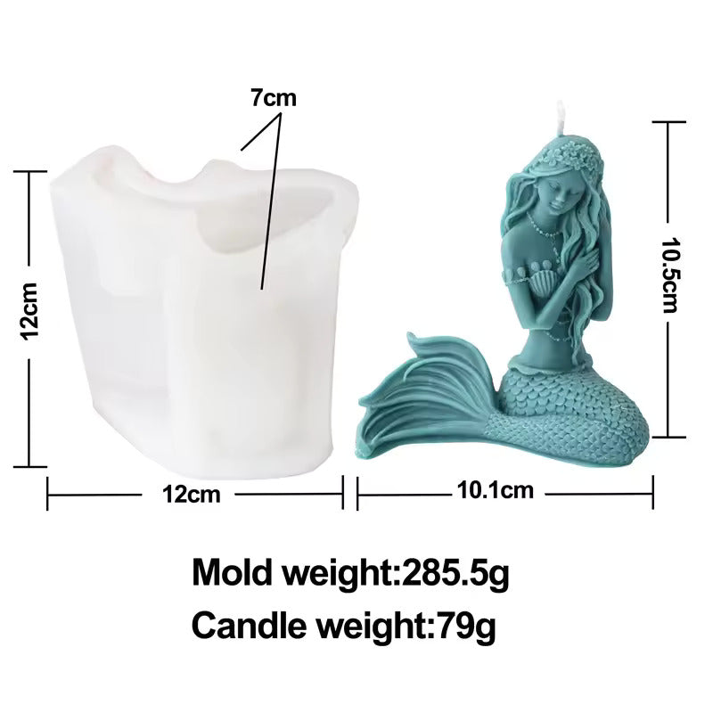 Mermaid Sitting on Beach Candle Mold II MB101