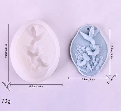 Hummingbird Flower Silicone Mold Wax Sachet WM001