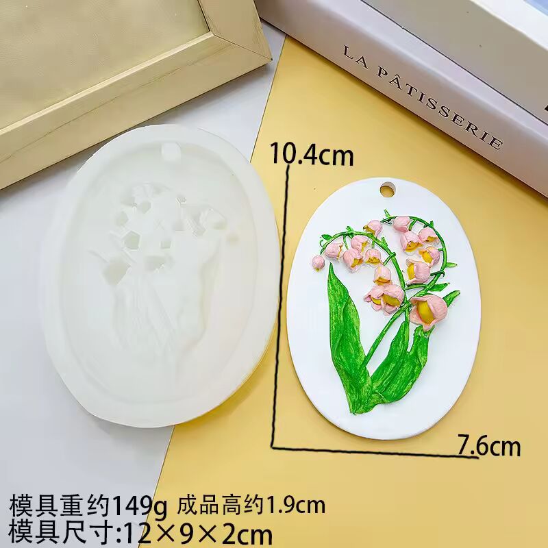 Floral Oval Plaque Silicone Mold Wax Sachet WM006