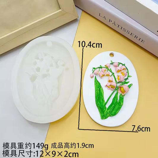 Floral Oval Plaque Silicone Mold Wax Sachet WM006