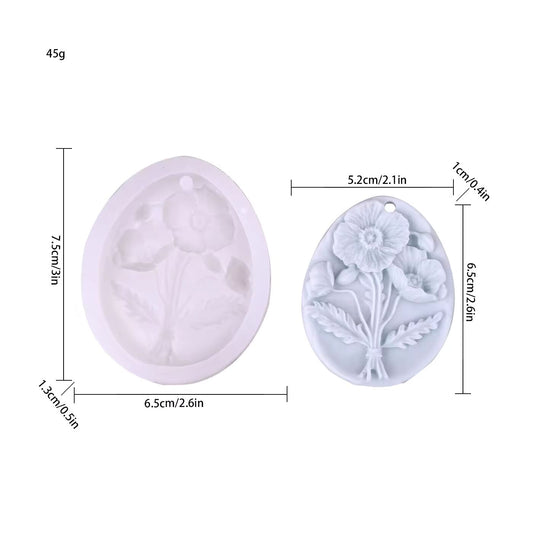 Poppy Flower Bouquet Silicone Mold Wax Sachet WM013