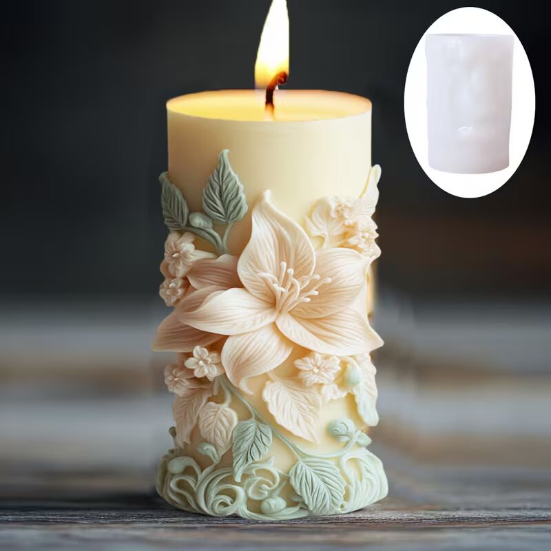 Floral Pillar Candle Mold MB149