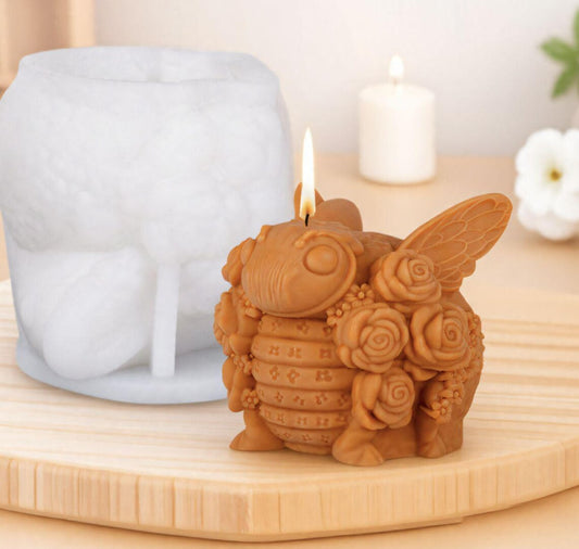 Bee Rose Flower Candle Mold MB114