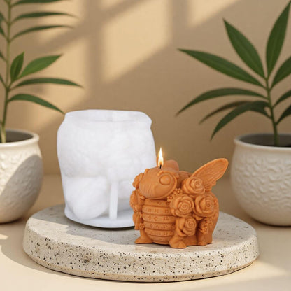 Bee Rose Flower Candle Mold MB114