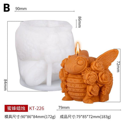 Bee Rose Flower Candle Mold MB114