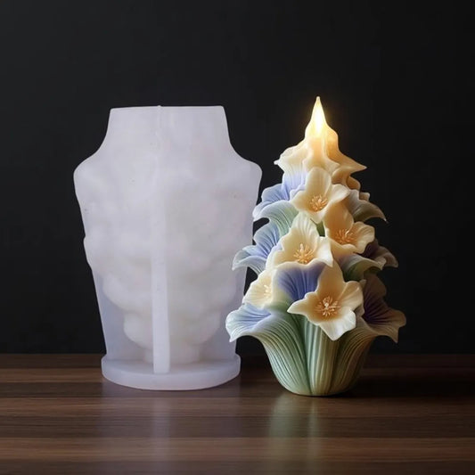 Floral Designer Candle Silicone Mold MB140