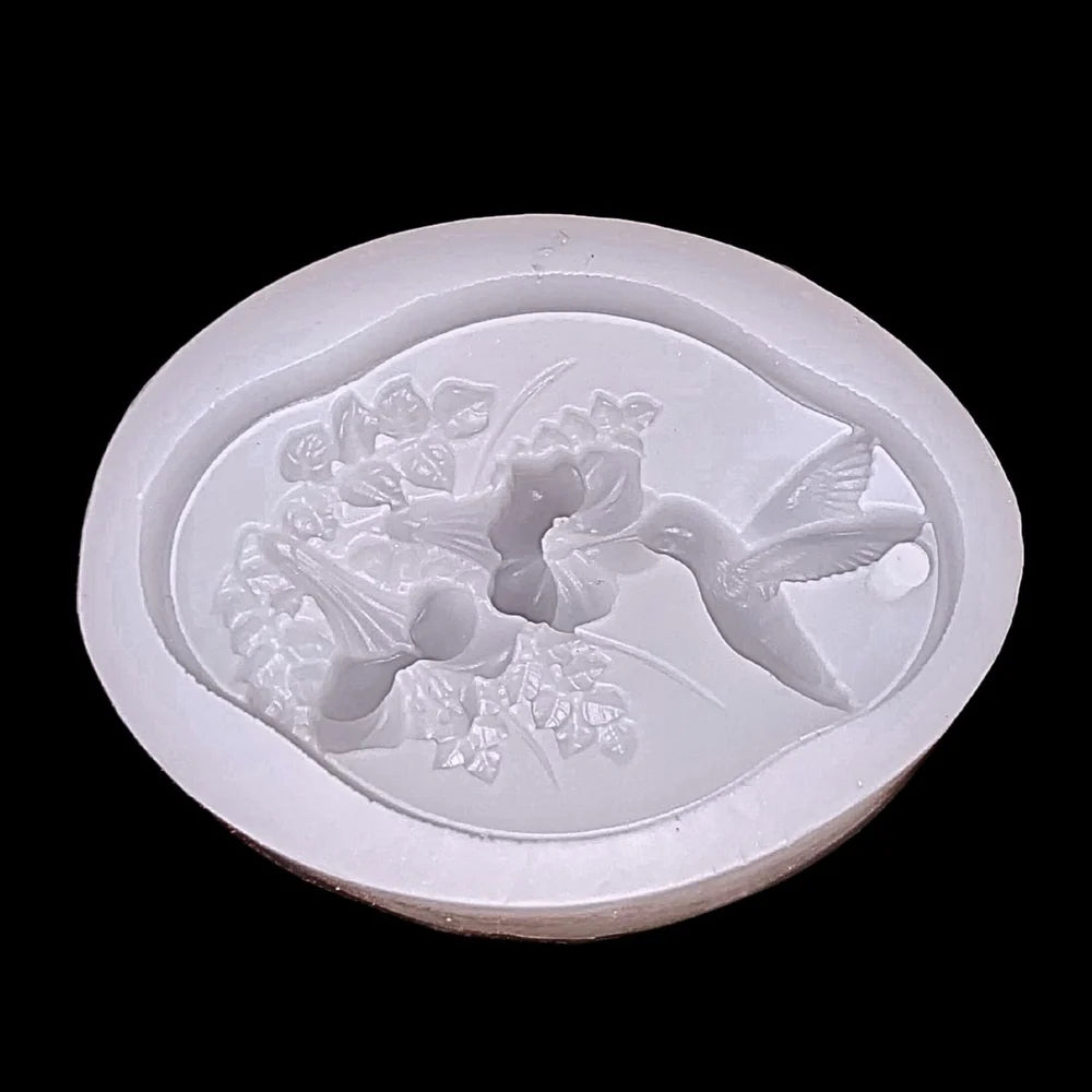 Hummingbird Flower Silicone Mold Wax Sachet WM001